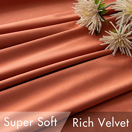 Velvet Curtains 52x96 inches 2 Panels Burnt Orange Blackout Curtains (Burnt Orange / 52"W x 96"L (Pack of 2))