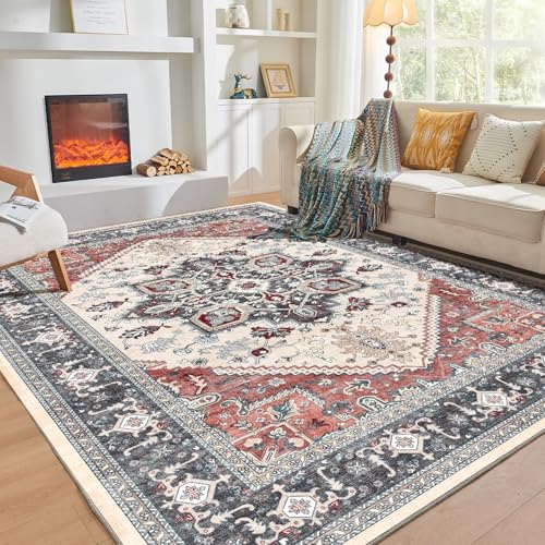 Soft Area Rugs 5x7 (5' x 7' (Rectangular) / Black & Red)