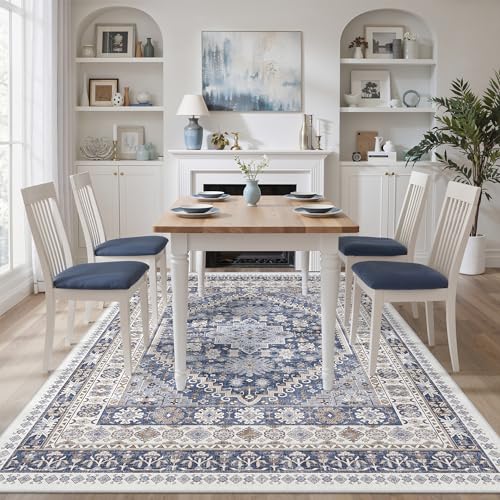 6x9 Area Rugs for Living Room (Blue/Beige / 6' x 9' (Rectangular))