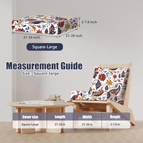 8Pcs Outdoor Cushion Covers (Art Paisley / Square-large + Square)