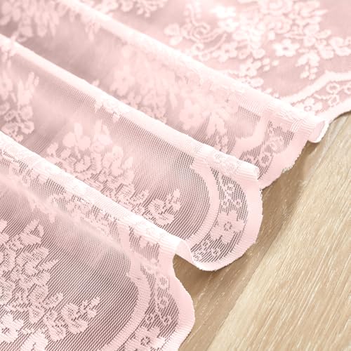 Vintage Lace Curtains 30 inch Length 2 Panels (Light Pink / 26"W x 30"L (Pack of 2))