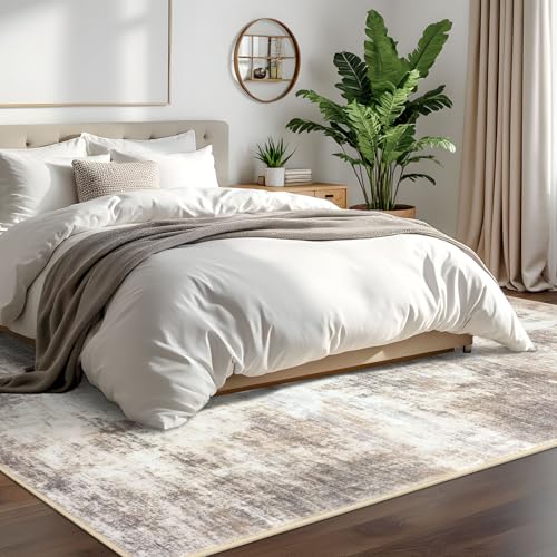 Abstract Area Rugs 6x9 Ft Washable Rugs for Living Room (Gold/Yellow/Brown/Beige/White / 6' x 9' (Rectangular))