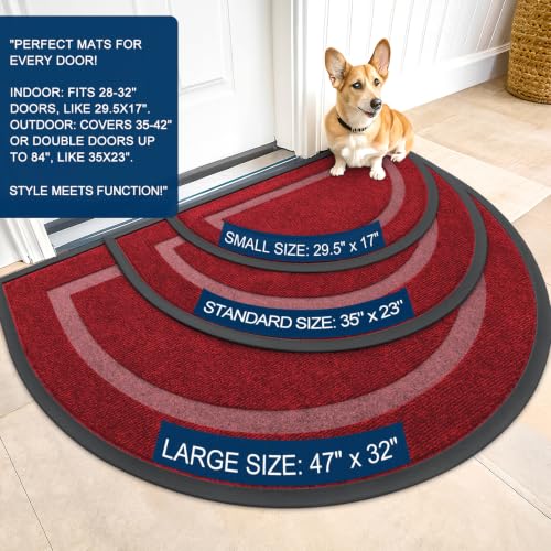 Half Circle Front Door Mat Outside 47x23 All (Wine Red / 47" x 23")
