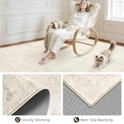 Area Rugs 9x12 Living Room (Retro Beige / 9' x 12' (Rectangular))
