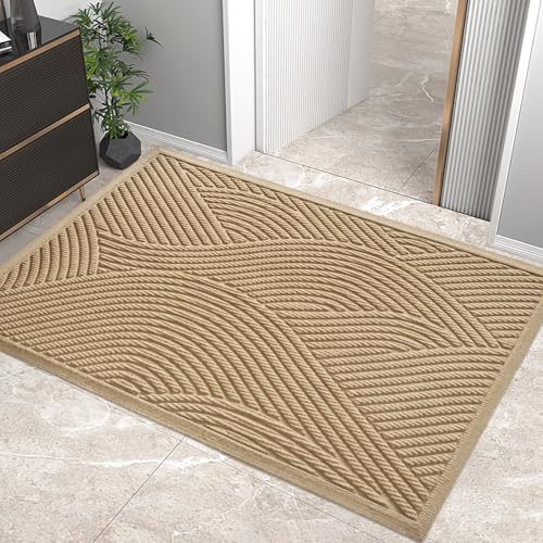 Sturdy Front Door Mat (Beige / 2'8" x 3'11" (Rectangular))