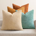 Soft Decorative Chenille Fall Pillow Covers Beige Orange Teal 20x20 (20" x 20" (Pack of 4) / Orange/Teal)