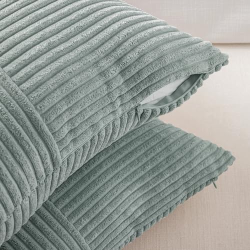 2 Packs Grey Blue Samll Decorative Throw Pillow Covers 12x12 Inch with for Couch Bed Sofa (Grey Blue / 12" x 12" (Pack of 2))