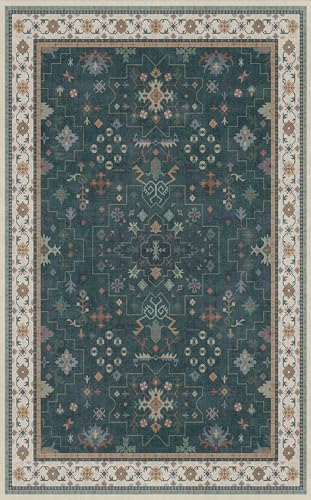 Dark Green Oushak 5x8 Living Room Rug (5' x 8' (Rectangular) / Dark Green)