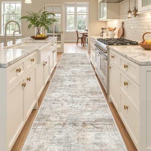 2x10 Runner Rug Non Slip (Grey/Rust / 2' x 10' (Runner))