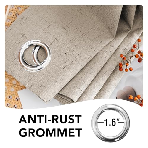 100% Blackout Linen Curtains 102" L 2 Panels Cobblestone (Cobblestone / 52"W x 102"L (Pack of 2))