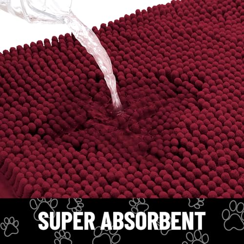 Dog Door Mat for Muddy Paws (36"X24" / Burgundy and White)