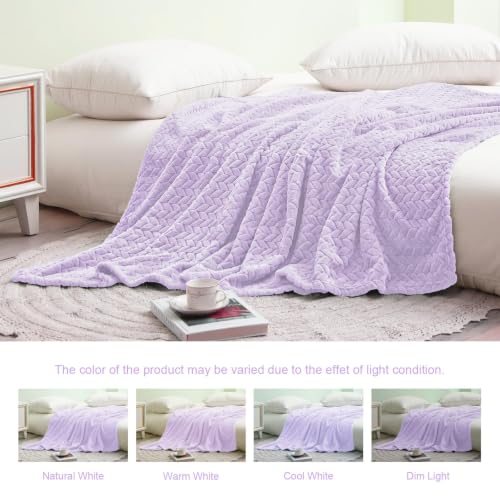 Soft Fleece Bed Blanket Queen Size (Lilac Purple / Queen ( 90x90 IN ))