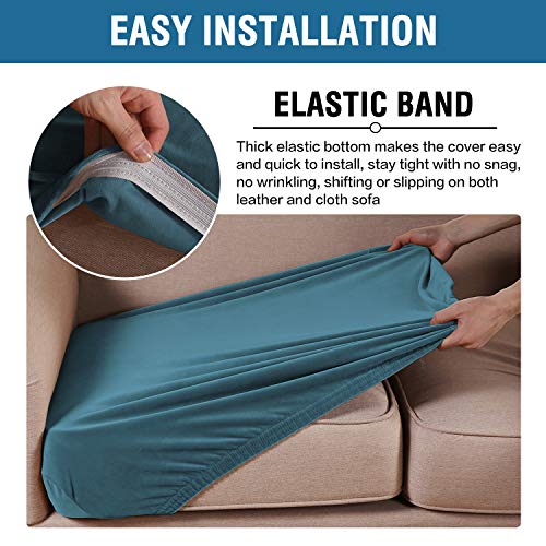 Velvet Stretch Couch Cushion Cover Plush Cushion Slipcover for Chair Loveseat Sofa Cushion Furniture Protector Seat Cushion Sofa Cover (Peacock Blue / 2 Cushion Loveseat)
