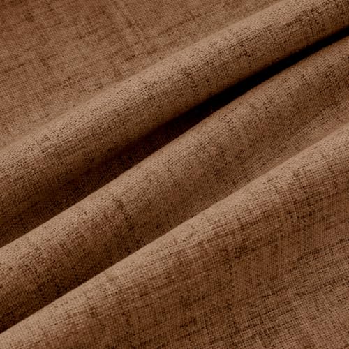 100% Blackout Linen Curtains for Bedroom 42 x 63 Inch Brown 2 Panels (Brown / 42"W x 63"L (Pack of 2))