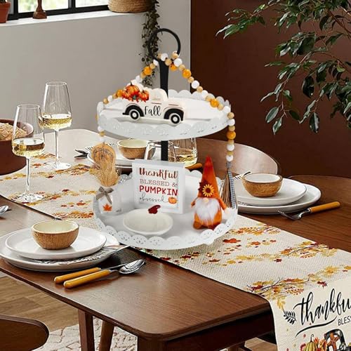 Fall Decorations for Home 6PCS Fall Thanksgiving Tiered Tray Decor Set (Thanksgiving)