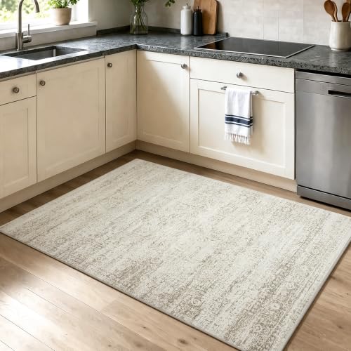 Washable Rugs 3x5 Area Rugs for Living Room (Beige-ivory-cream-brown-camel / 3' x 5' (Rectangular))
