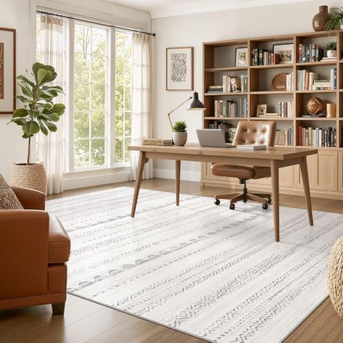 7x10 Area Rug Living Room (Boho Grey / 7' X 10' (Rectangular))