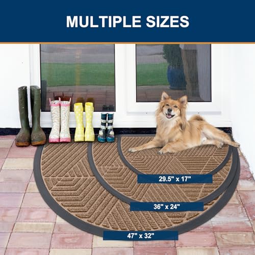 Half Circle Front Door Mat Outside Entrance (Coffee / 29.5" X 17")