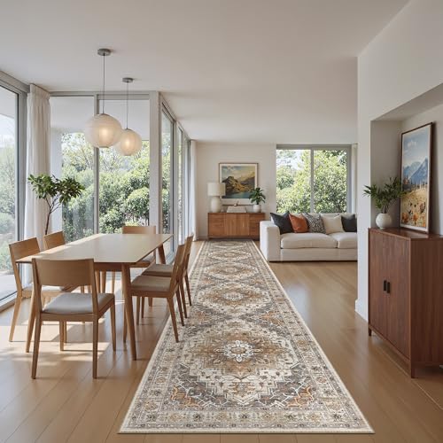 Hallway Runner Rug 2'6''x14' Kitchen Runners Vintage (Turmeric/Grey / 2'6" x 14' (Runner))