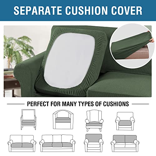 3 Piece Stretch Sofa Covers for 2 Cushion Sofa Couch Covers for Living Room Furniture Cover (Medium-XL / Bronze Green)