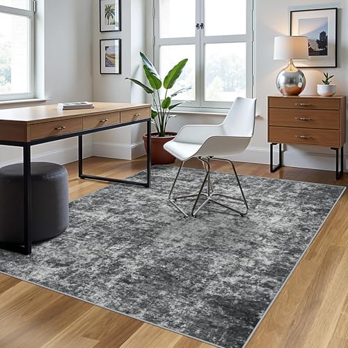 4x6 Area Rugs for Living Room Washable Bedroom Dining Room Black Grey (Black/Grey / 4' x 6' (Rectangular))