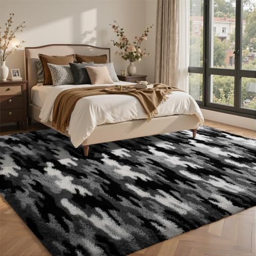 4x6 Ft Shag Rugs for Bedroom Living Room (Fa Grey 4sm15 / 4' X 6' (Rectangular))