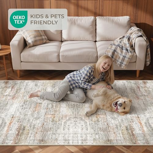 2x3 Rug Non Slip (Grey/Rust / 2' x 3' (Rectangular))