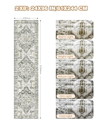 Runner Rug 2x8 Runners for Hallways Washable Rugs (Grey/Beige / 2' x 8' (Runner))