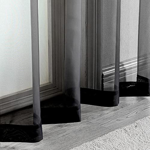 Black Sheer Curtains 72 Inches Long 2 Panels (Black / 42"W x 72"L (Pack of 2))