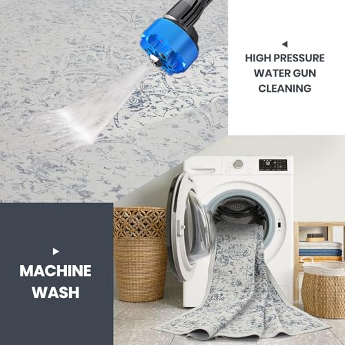 8x10 Boho Washable Area Rug for Living Room (8' x 10' (Rectangular) / White-blue)
