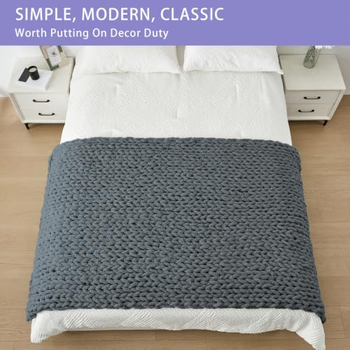 Chunky Knit Throw Blanket for Couch (Iron Gray / 40"x80" (Special Size Throw))