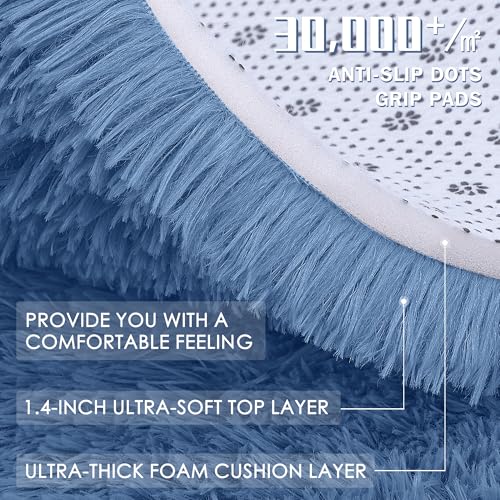 2x6 Machine Washable Runner Rugs for Hallway (2x6 Ft / Blue)