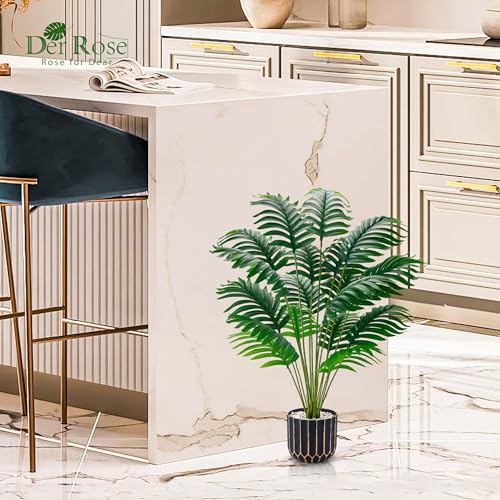 28" Fake Palm Tree in Black Gold Pot for Living Room Decor (28"-Palm)