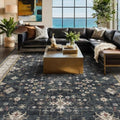 Black Farmhouse Washable 8x10 Area Rugs for Living Room (8' x 10' (Rectangular) / Ashen / Multi)