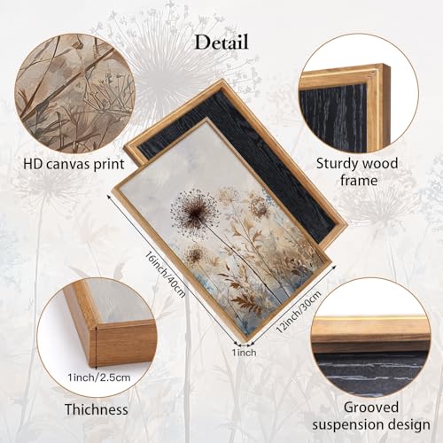 Dandelion Wall Art Framed Canvas Wall Art Set Of 3 (Dandelion)