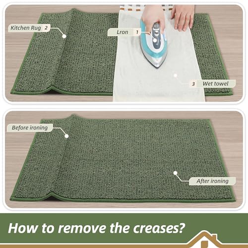 Kitchen Rugs and Mats 2PCS Non (Green / 20"x32"+20"x48" (Rectangular))
