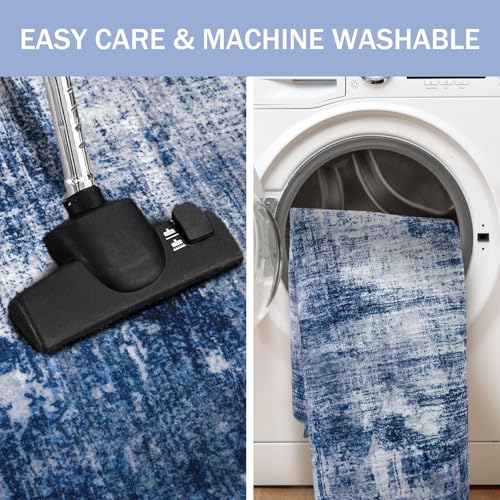 Abstract Runner Rug 3x16 Ft Washable Runners for Hallways (Navy/Grey/White / 3' x 16' (Rectangular))