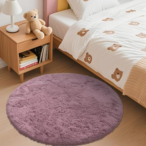 Blush Round Rugs for Bedroom (3 Ft Round / Blush)