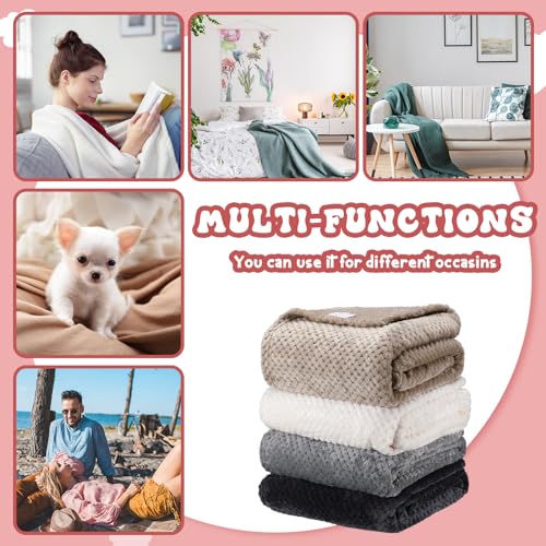 4 Pcs Fleece Throw Blanket (Neutral Color)