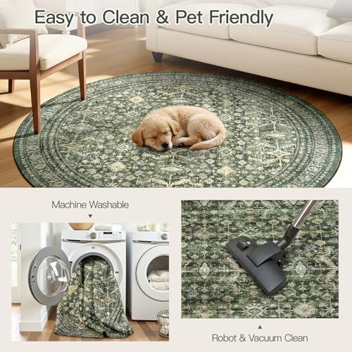 4ft Area Rugs for Living Room Bedroom (Green / 4' (Round))