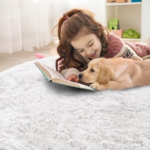 White Round Rugs for Bedroom (3 Ft Round / White)