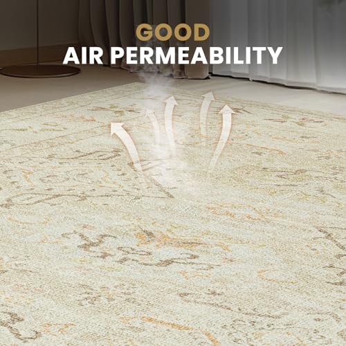 8x10 Washable Area Rugs for Living Room (8' x 10' (Rectangular) / Light Brown-milky White-dark Brown-black)