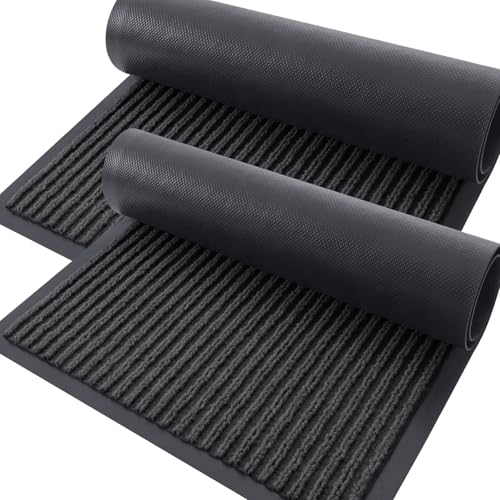 2 Pack Front Door Mats 71x47 (Charcoal Grey / 71" x 47")
