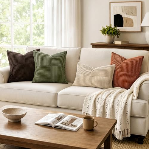Dark Brown Decorative Throw Pillow Covers for Couch 18x18 Inch (Dark Brown / 18" x 18" (Pack of 2))