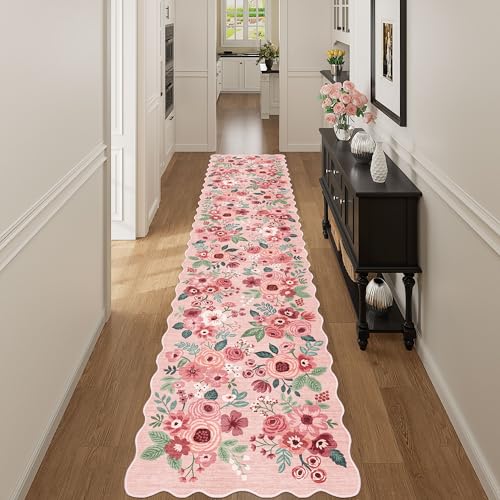 2.6x12 Washable Runner Rug (Pink (Big) / 2'6" x 12' (Rectangular))