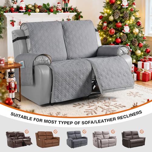 Waterproof Recliner Loveseat Covers Washable (Light Gray / 2 Seater)