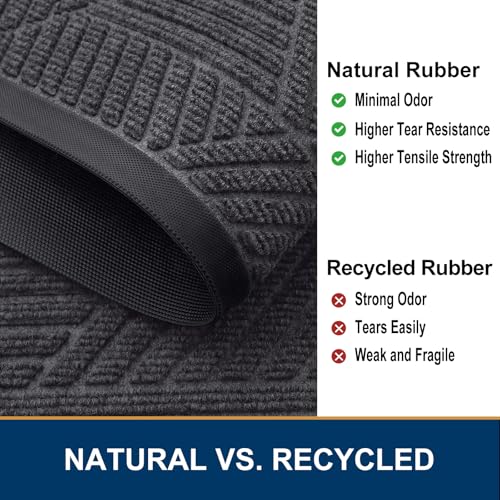 Front Door Mat Outside Entrance (Medium Grey / 59" X 34")