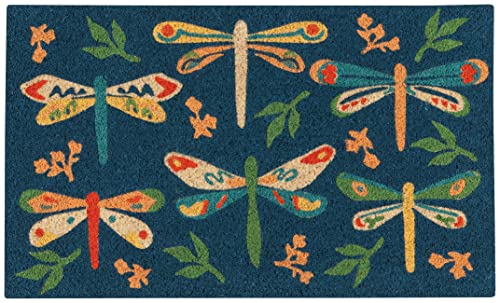 Dragonfly Natural Coconut Fiber Printed Doormat Vinyl Backed (Dragonfly / 1'6" x 2'6" (Rectangular))