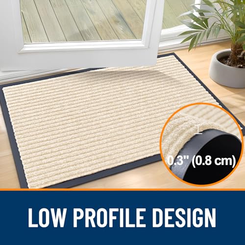 2 Pack Front Door Mats 35x23 (Beige / 35" x 23")