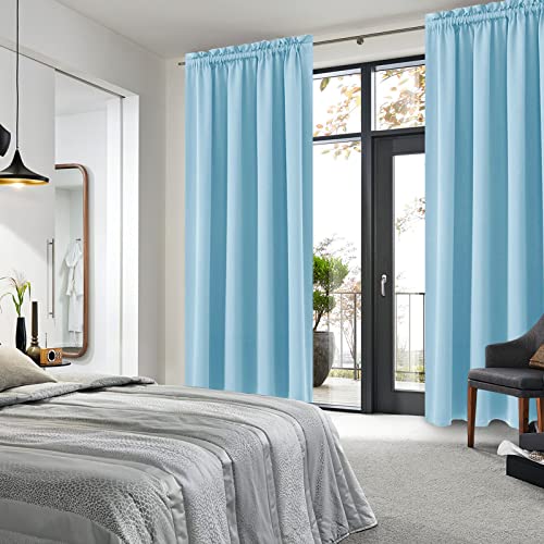 Blackout Curtains for Bedroom Living Room 52 x 84 Inch Long 2 Panels (Light Blue / 52"W x 84"L (Pack of 2))
